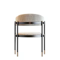 Modern Brown Leather Accent Chair With Sleek Metal Legs And Round Backrest Design