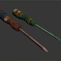Two Colorful Handle Screwdrivers With Metal Shaft For Hardware Repair And DIY
