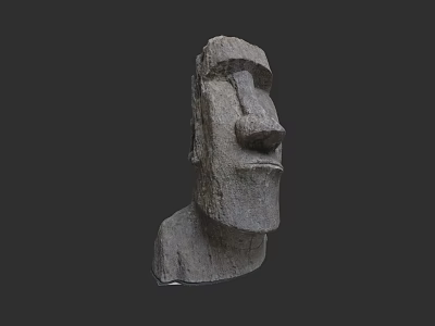 Outdoor Ancient Stone Head Landscape Sculpture With Traditional Facial Features 3d model