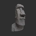 Outdoor Ancient Stone Head Landscape Sculpture With Traditional Facial Features