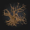 Natural Rustic Stone Wood Tree Sculpture With Detailed Branches And Trunk