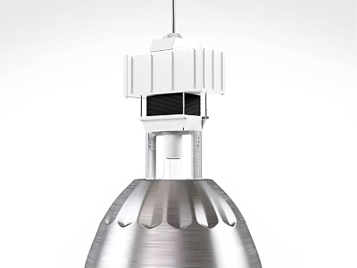 Modern Pendant Light With Silver Metallic Shade And White Geometric Top Design 3d model
