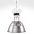 Modern Pendant Light With Silver Metallic Shade And White Geometric Top Design