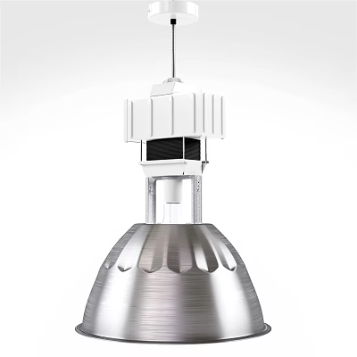Modern Pendant Light With Silver Metallic Shade And White Geometric Top Design 3d model