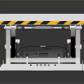 Industrial Hydraulic Scissor Lift Table With White Platform And Warning Stripes