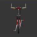 Modern Black Mountain Bicycle With Red Seat White Spokes And Reflective Surface