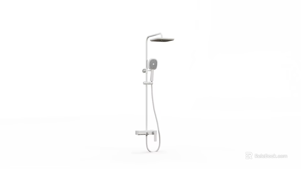 Modern Stainless Steel Shower System with Rainfall Head and Handheld Sprayer 3d model 