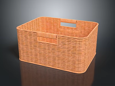 Orange Wicker Storage Basket With Handles For Home Organization Use 3d model