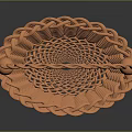 Artistic Sculpture Carving Of Orange Woven Basket With Braided Handle And Wavy Texture