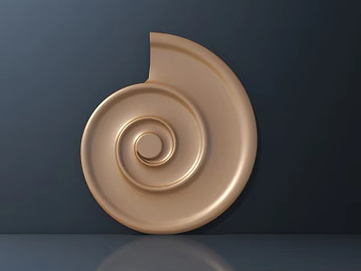 Golden Spiral Carving as Decorative Wall Art with Intricate Design on Dark Background 3d model