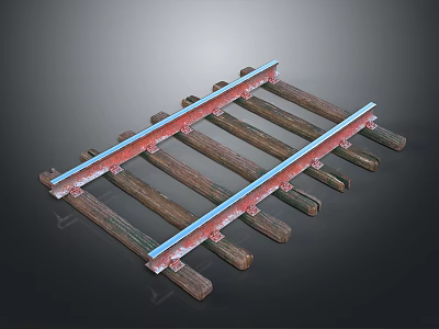 Detailed Railway Track Model With Wooden Sleepers And Metal Rails 3d model