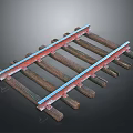 Detailed Railway Track Model With Wooden Sleepers And Metal Rails