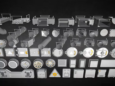 Different Types Of Pipe Fittings And Components Including Joints Valves And Flanges 3d model