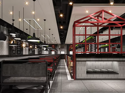 Industrial LOFT Hot Pot Shop Cooking Shop Hot Pot Shop 3d model