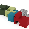 Colorful Modular Sectional Sofa With Red Blue Green And Striped Seats