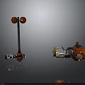 Mechanical Weapon Models With Red Spherical Components Black Poles And Metallic Bases 3d model