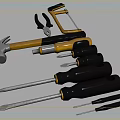 Screwdriver Hacksaw Hammer Vise Tool 3d model