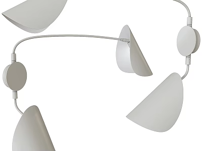 Modern Wall Lamp With White Geometric Shade And Curved Metal Bracket Design 3d model