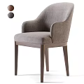 Gray Fabric Accent Chair With Armrest And Wooden Legs Modern Design