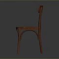 Classic Wooden Dining Chair With Slatted Back And Curved Brown Legs Design