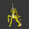Mythical Game Movie Character In Golden Armor With Bow And Wings