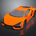 Orange Sports Car With Sleek Design Scissor Doors And Black Wheels Reflective Surface