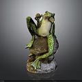 Decorative Frog Statue Sitting On Mushroom Base Holding Small Ball 3d model