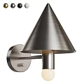 Modern Brushed Metal Wall Light with Conical Shade Wall Mounted Bright Illumination 3d model
