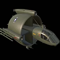 Green Military Helicopter With US Air Force Star Insignia And Missiles