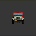 Vintage Jeep Convertible With Beige And Red Body Red Wheels And Classic Logo