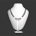 Elegant Decorative Necklace With Black Chain Blue Beads On White Display Stand
