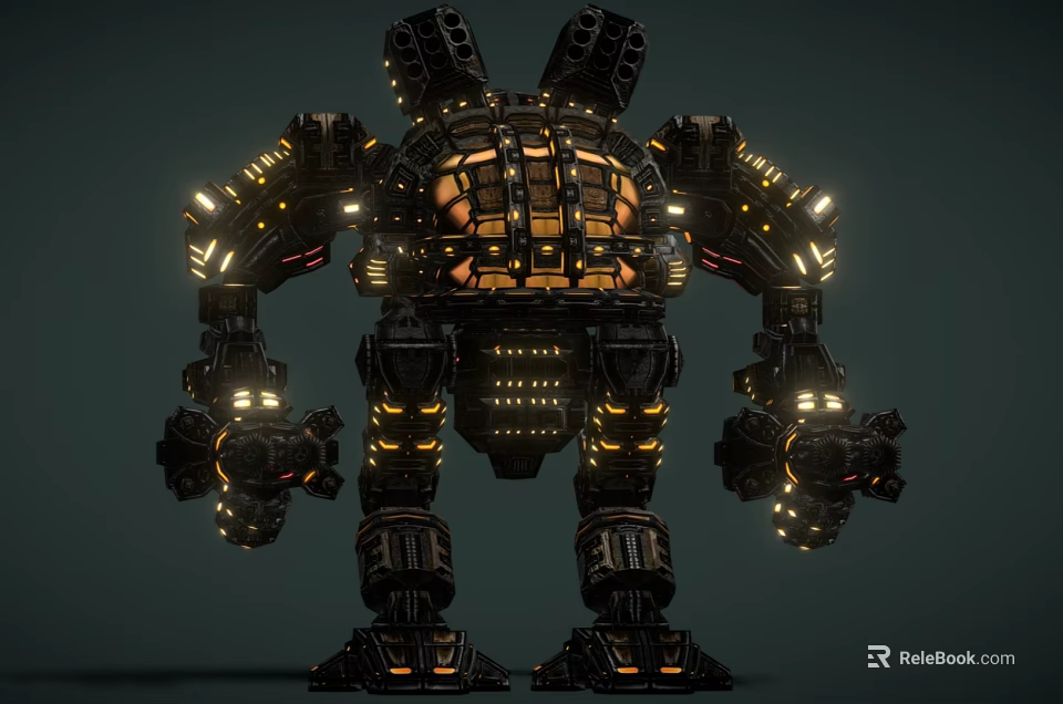 Futuristic Intelligent Machine Featuring Complex Mechanical Limbs Illuminated Lights and Metallic Texture 3d model