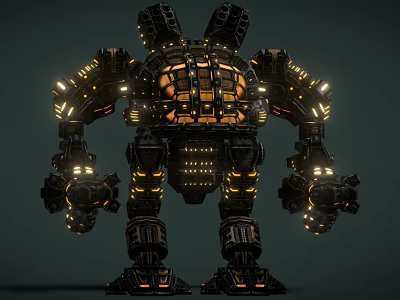 Futuristic Intelligent Machine Featuring Complex Mechanical Limbs Illuminated Lights and Metallic Texture 3d model