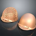 Two Golden Helmets With Woven And Smooth Surfaces For Warrior Character 3d model