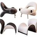 Modern Single Sofa Designs In Black And White With Upholstered Seats And Metal Legs