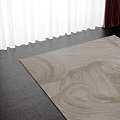 Beige Square Carpet With Abstract Swirl Pattern For Living Room Floor Decor