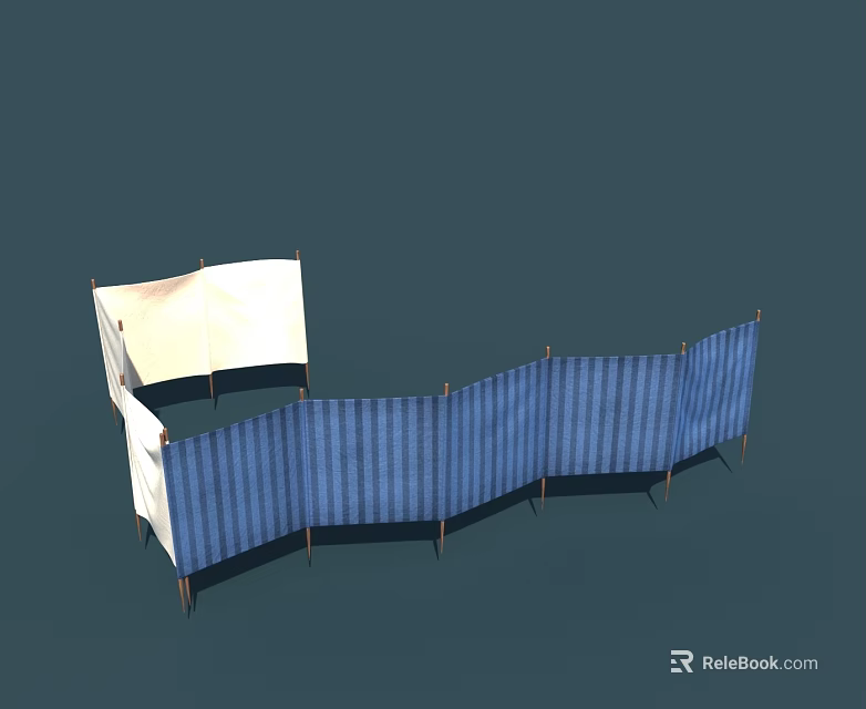 Blue And White Striped Fabric Foldable Swing Door Partition For Room Divider 3d model 