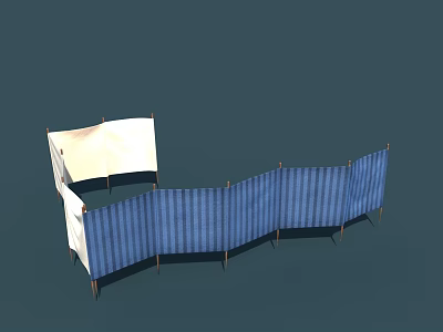 Blue And White Striped Fabric Foldable Swing Door Partition For Room Divider 3d model