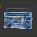 Vintage Computer Speaker System With Retro Boombox Design Wooden Handle And Speakers
