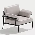 Modern Light Colored Single Sofa With Black Metal Frame And Minimalist Design 3d model