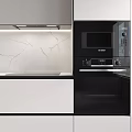 Modern Kitchen Interior Design With Gray Cabinets White Marble Countertop And Microwave