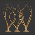 Gold Metal Curved Decorative Furniture Ornaments With Modern Design Elements
