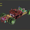Colorful Graffiti Race Car With Exposed Engine Large Tires And Chassis