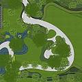 Elegant Garden Landscape Design with Winding Paths Green Lawns Lush Trees and Water Features
