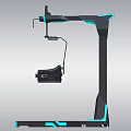 Modern VR Entertainment Electronics Seat Offering Immersive Experience With Blue Lighting And Tall Stand