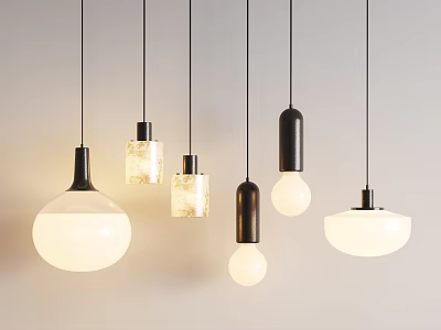 Modern Pendant Lights With Various Shapes Glass And Matte Finish For Home Interior 3d model