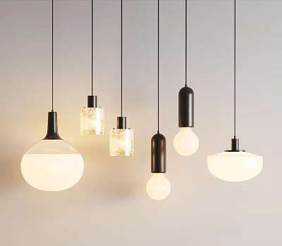 Modern Pendant Lights With Various Shapes Glass And Matte Finish For Home Interior 3d model