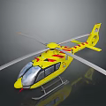 Yellow Rescue Helicopter With Red Stripes And Rotor Design For Emergency Services