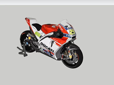 DUCATI Racing Motorcycle With Red And White Body And Number 21 Design 3d model