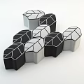 Modern Geometric Black And White Modular Stool Design For Living Room 3d model